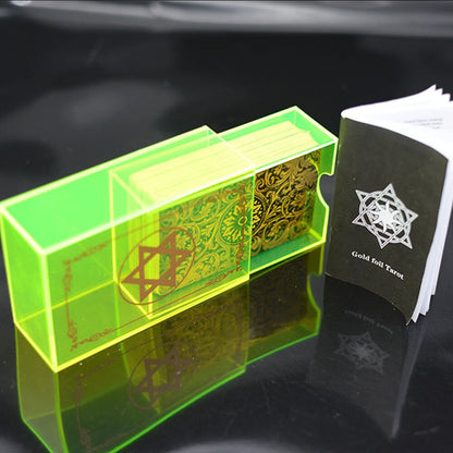 Gold Foil Tarot Deck In Luxury Neon Acrylic Box | Waterproof Wear-Resistant Frameless Cards + English Guidebook For Beginners | Apollo Tarot Shop