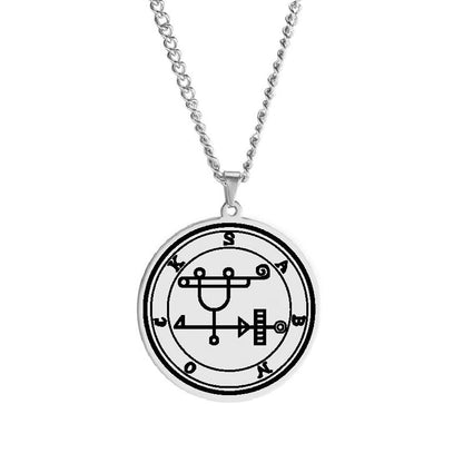 Silver Pendant Necklace With Seals Of The 72 Spirits In The Lesser Key of Solomon (Sigils 37-48)