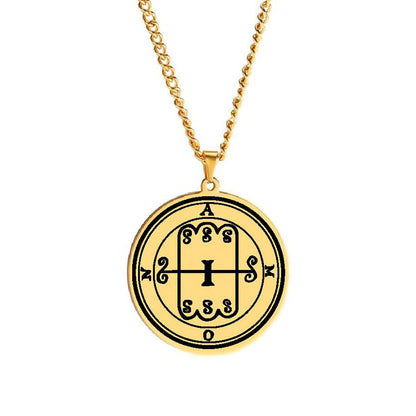 Gold Necklace Of Demon Sigil From The Lesser Key Of Solomon | Goetia Magick Pendants (Sigils 1-12 | Apollo Tarot  Jewelry Shop