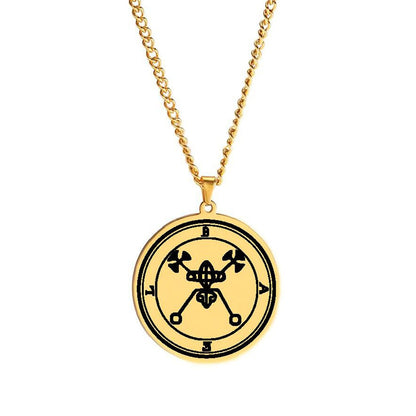 Gold Necklace Of Demon Sigil From The Lesser Key Of Solomon | Goetia Magick Pendants (Sigils 1-12 | Apollo Tarot  Jewelry Shop