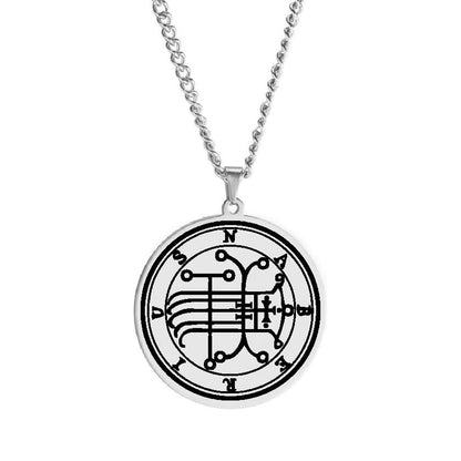 Products Silver Necklace Of Demon Sigil From The Lesser Key Of Solomon | Goetia Magick Pendants (Sigils 13-24) | Apollo Tarot Jewelry Shop