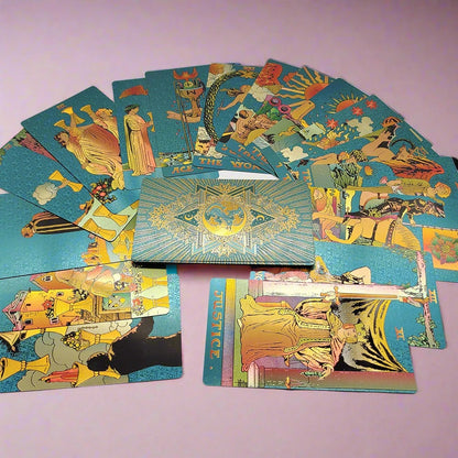 Gold Foil Tarot Deck | Premium Plastic Cards In Economic Tuck Box With English Guidebook For Beginner Divination Readers | Apollo Tarot Shop