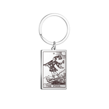 Tarot Card Keychains | All 78 Major & Minor Arcana Tarot Cards RWS Charm | Silver Color Stainless Steel Spiritual Amulet Keyring