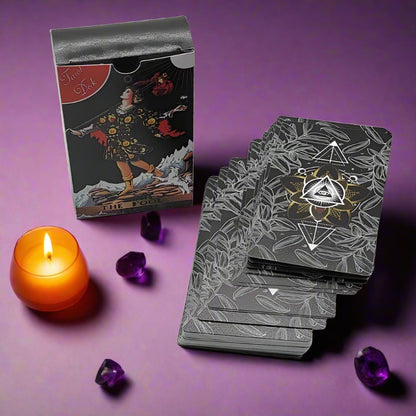 Black Or Pink Gold Foil Tarot Card Deck | Tear Resistant Premium Cards W/ English Guidebook For Beginner Divination Witches | Apollo Tarot Shop