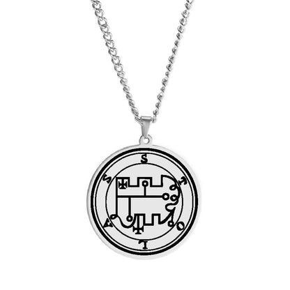 Silver Necklace Of Demon Sigil From The Lesser Key Of Solomon | Goetia Magick Pendants (Sigils 25-36) | Apollo Tarot Jewelry Shop