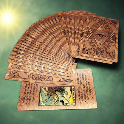 Beginner Tarot Deck With Meaning Keywords | Gold Foil Tarot Cards In Economic Tuck Box + English Guidebook For Newbie Readers | Apollo Tarot Shop