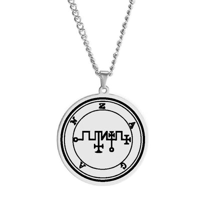 Silver Pendant Necklace With Seals Of The 72 Spirits In The Lesser Key of Solomon (Sigils 61-72) | Apollo Tarot Jewelry Shop