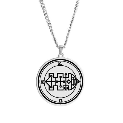 Silver Pendant Necklace With Seals Of The 72 Spirits In The Lesser Key of Solomon (Sigils 37-48)