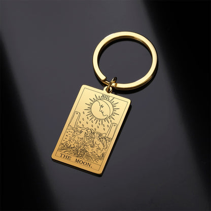 Tarot Card Keychains | Major Arcana Tarot Cards RWS Charm | Gold Color Stainless Steel Spiritual Amulet Keyring | Apollo Tarot Shop