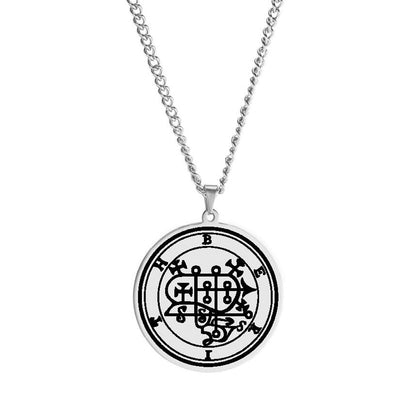 Silver Necklace Of Demon Sigil From The Lesser Key Of Solomon | Goetia Magick Pendants (Sigils 25-36) | Apollo Tarot Jewelry Shop