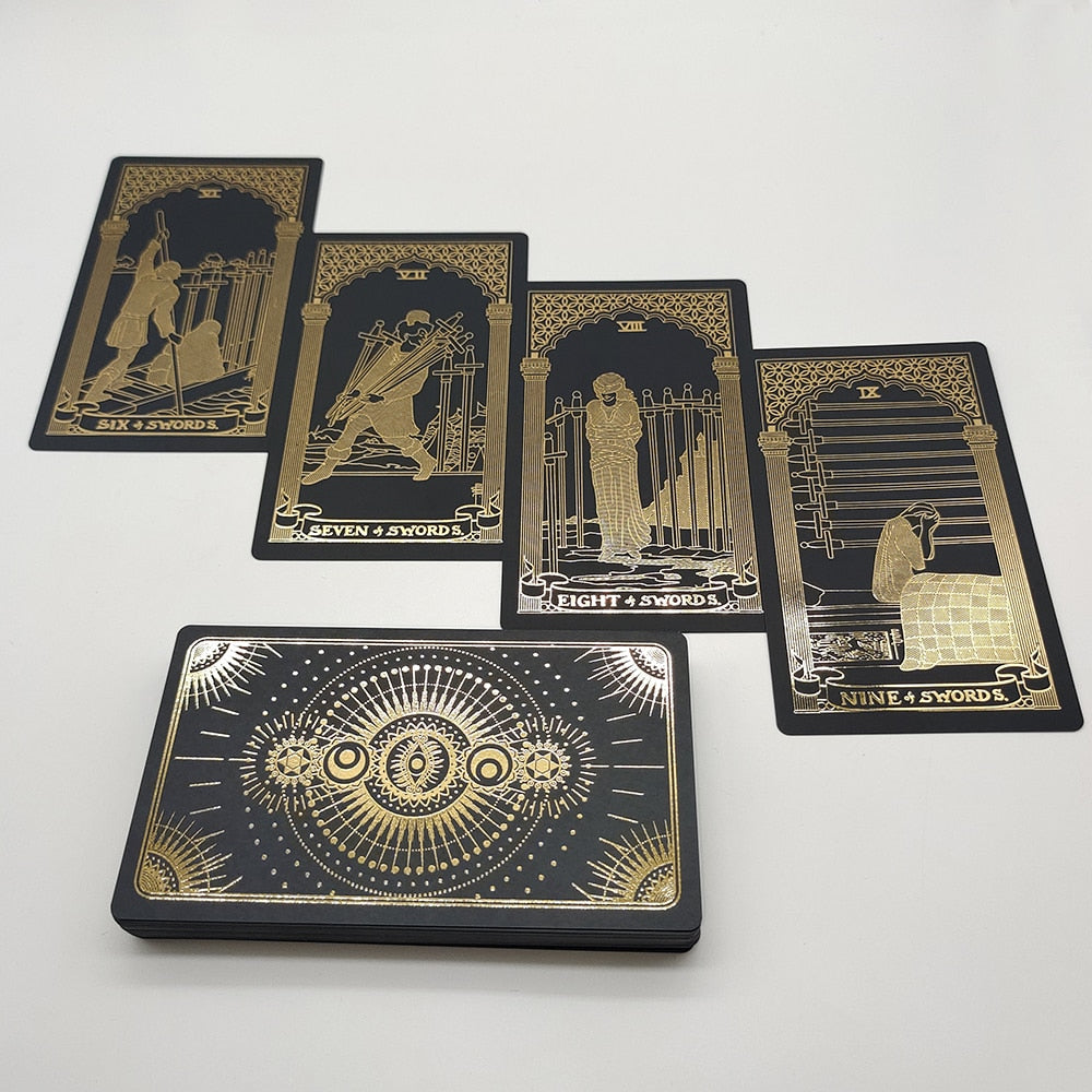 Gold Foil Tarot Deck | Premium Plastic Cards In Economic Tuck Box With English Guidebook For Beginner Divination Readers | Apollo Tarot Shop