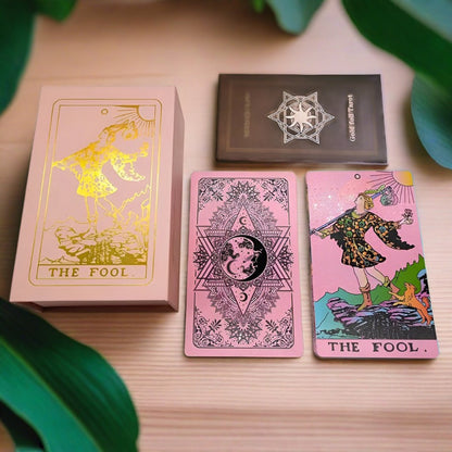 Pink & Green Gold Foil Tarot Cards Deck In Premium Gift Boxes + English Guidebook For Beginner Readers | Apollo Tarot Shop