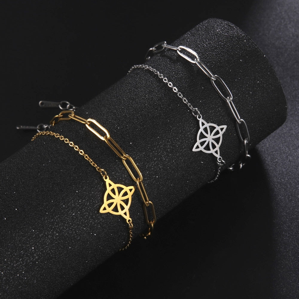 Witch Knot Jewelry Set | Witchy Celtic Necklace, Bracelet, Earring, & Ring Four-Piece Set | Witchcraft Amulet Gift For Wiccan Pagan Women | Apollo Tarot Shop