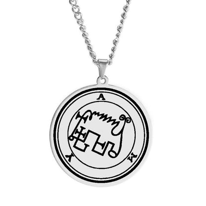 Silver Pendant Necklace With Seals Of The 72 Spirits In The Lesser Key of Solomon (Sigils 49-60) | Apollo Tarot Jewelry Shop