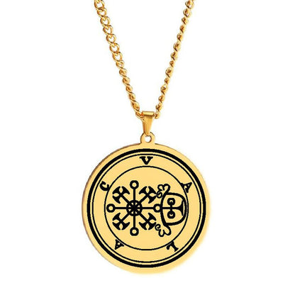 Gold Pendant Necklace With Seals Of The 72 Spirits In The Lesser Key of Solomon (Sigils 61-72) | Apollo Tarot Jewelry Shop