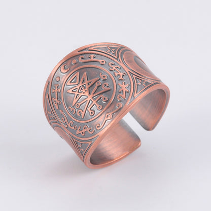 Seal of The 7 Archangels Protection Ring | Metatron Cube Ring Amulet | Lilith Sigil Vintage Ring Jewelry | Apollo Tarot Shop