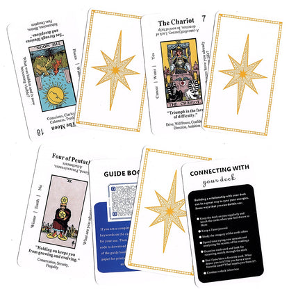 Products Beginner Tarot Deck | Premium Plastic Cards W/ Keywords For Newbie Witch | White & Gold Foil RWS-Inspired Divination Card Set | Apollo Tarot Shop