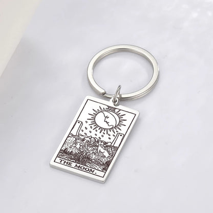 Tarot Card Keychains | Major Arcana Tarot Cards RWS Charm | Gold Color Stainless Steel Spiritual Amulet Keyring | Apollo Tarot Shop