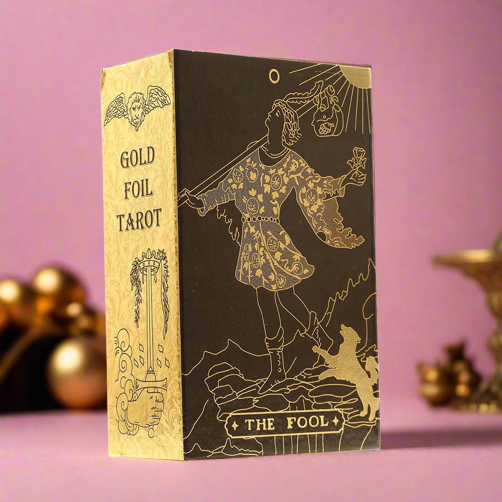 Beginner Gold Foil Tarot Deck with Meaning Keywords