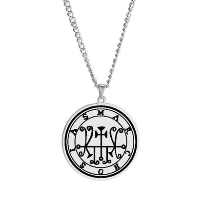 Silver Necklace Of Demon Sigil From The Lesser Key Of Solomon | Goetia Magick Pendants (Sigils 25-36) | Apollo Tarot Jewelry Shop