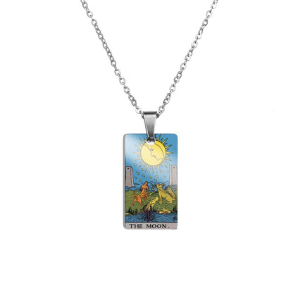 Tarot Card Necklace | Colorful Major Arcana Pendants | Witchy Jewelry For Spiritual Men And Women | Stainless Steel Tarot Cards Charm Necklaces | Apollo Tarot Shop