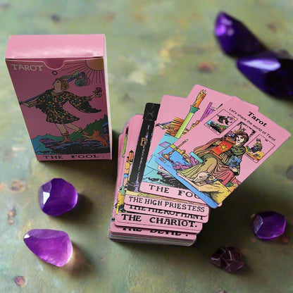 Black Or Pink Gold Foil Tarot Card Deck | Tear Resistant Premium Cards W/ English Guidebook For Beginner Divination Witches | Apollo Tarot Shop