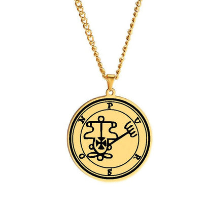 Gold Necklace Of Demon Sigil From The Lesser Key Of Solomon | Goetia Magick Pendants (Sigils 13-24) | Apollo Tarot Jewelry Shop