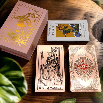 Rose Pink Gold Foil Tarot Deck | Plastic Waterproof Tear-Resistant Cards + English Guidebook Gift Box | Apollo Tarot Shop