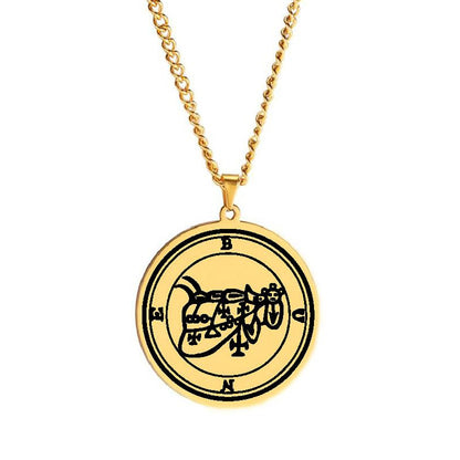 Gold Necklace Of Demon Sigil From The Lesser Key Of Solomon | Goetia Magick Pendants (Sigils 25-36) | Apollo Tarot Jewelry Shop 