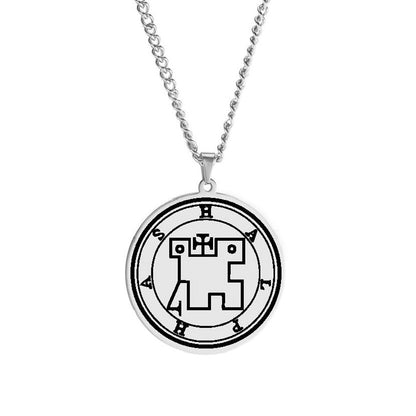 Silver Pendant Necklace With Seals Of The 72 Spirits In The Lesser Key of Solomon (Sigils 37-48)