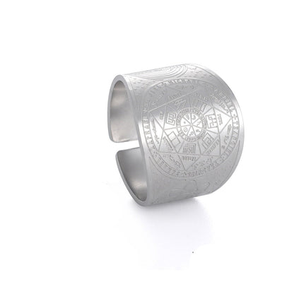 Seal of The 7 Archangels Protection Ring | Metatron Cube Ring Amulet | Lilith Sigil Vintage Ring Jewelry | Silver Or Gold Plated Stainless Steel | Apollo Tarot Shop