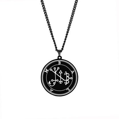 Black Necklace Of Demon Sigil From The Lesser Key Of Solomon | Goetia Magick Goth Pendant | Lemegeton Witchcraft Jewelry For Witchy Men | Apollo Tarot Jewelry Shop