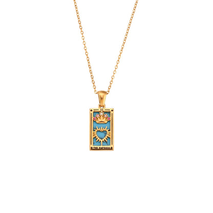 Tarot Card Necklace | Dainty Gold-Plated Witchy Jewelry | Enamel & Cubic Zirconia Oracle Cards Pendants | Apollo Tarot Shop