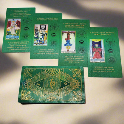 Beginner Tarot Deck With Meaning Keywords | Gold Foil Tarot Cards In Economic Tuck Box + English Guidebook For Newbie Readers | Apollo Tarot Shop