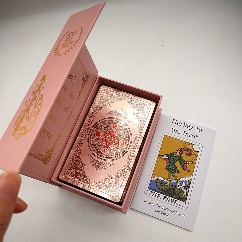 Rose Pink Gold Foil Tarot Deck | Plastic Waterproof Tear-Resistant Cards + English Guidebook Gift Box | Apollo Tarot Shop