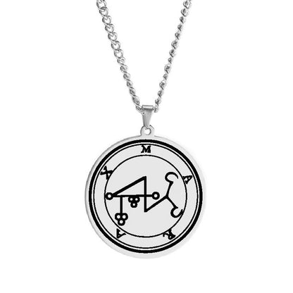 Products Silver Necklace Of Demon Sigil From The Lesser Key Of Solomon | Goetia Magick Pendants (Sigils 13-24) | Apollo Tarot Jewelry Shop