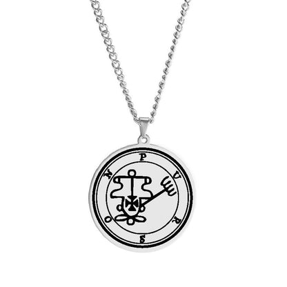 Products Silver Necklace Of Demon Sigil From The Lesser Key Of Solomon | Goetia Magick Pendants (Sigils 13-24) | Apollo Tarot Jewelry Shop