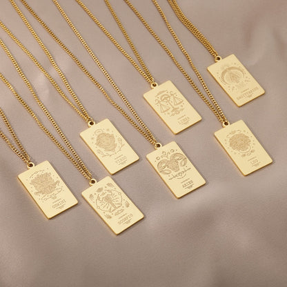 Zodiac Sign Necklace | Astrology Symbols Of The 12 Constellations In Silver Or Gold-Plated Stainless Steel Pendants On 45cm Dainty Chain | Apollo Tarot Shop