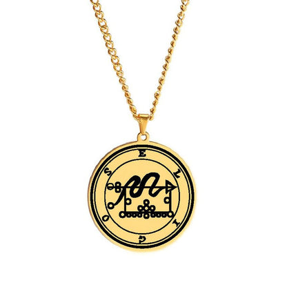 Gold Necklace Of Demon Sigil From The Lesser Key Of Solomon | Goetia Magick Pendants (Sigils 13-24) | Apollo Tarot Jewelry Shop