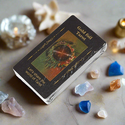 Products Beginner Tarot Deck With Meaning Keywords In Gold Foil Premium Tear-Resistant Cards | Divination Tarot Card Set With English Guidebook For Newbies | Apollo Tarot Shop