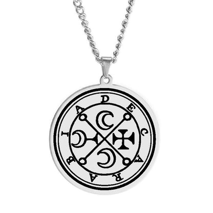 Silver Pendant Necklace With Seals Of The 72 Spirits In The Lesser Key of Solomon (Sigils 61-72) | Apollo Tarot Jewelry Shop