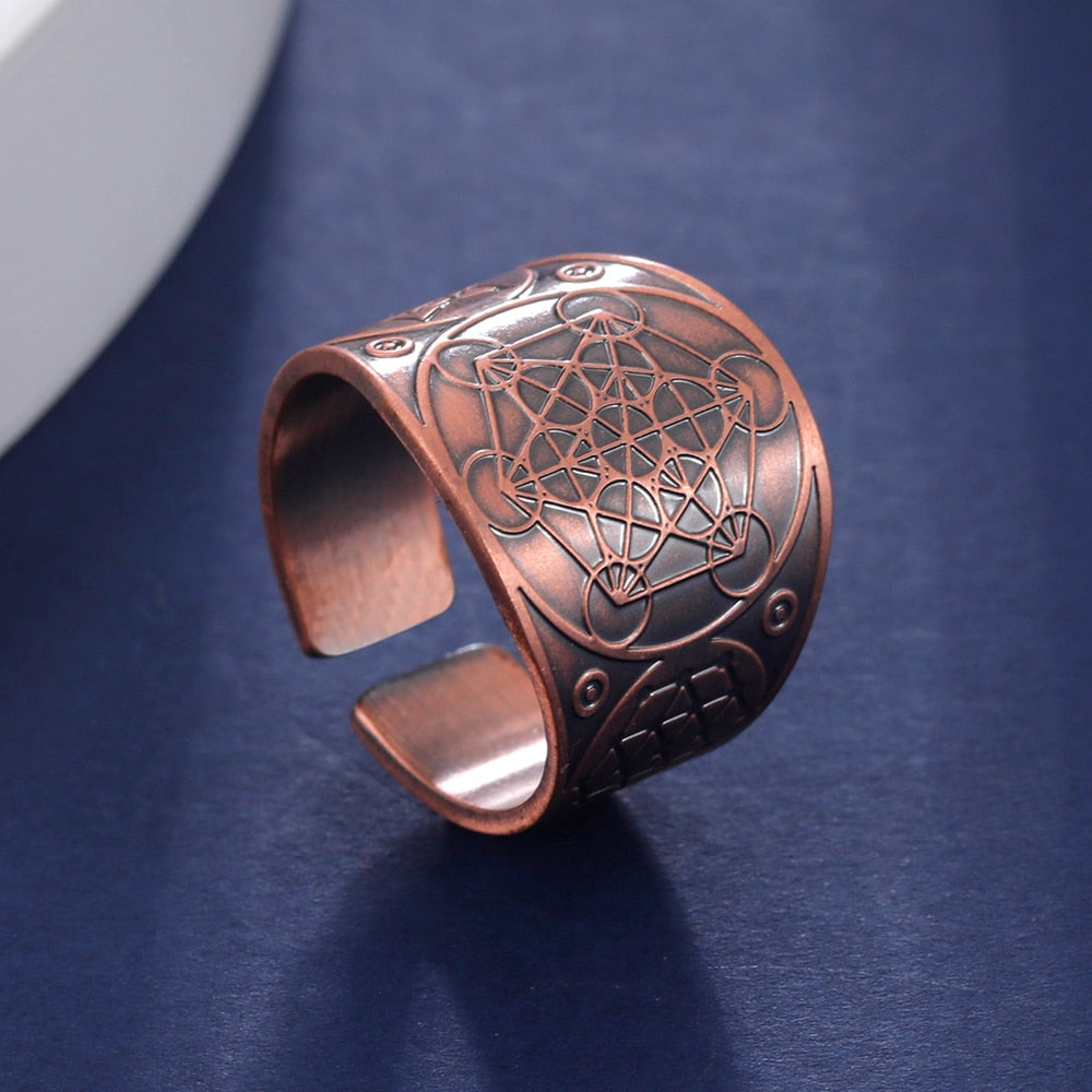 Seal of The 7 Archangels Protection Ring | Metatron Cube Ring Amulet | Lilith Sigil Vintage Ring Jewelry | Apollo Tarot Shop