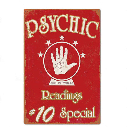 Tarot Psychic Metal Sign | Divination Retro Tin Plaque | Esoteric Wall Art For Witchy Home Decor | Apollo Tarot Shop