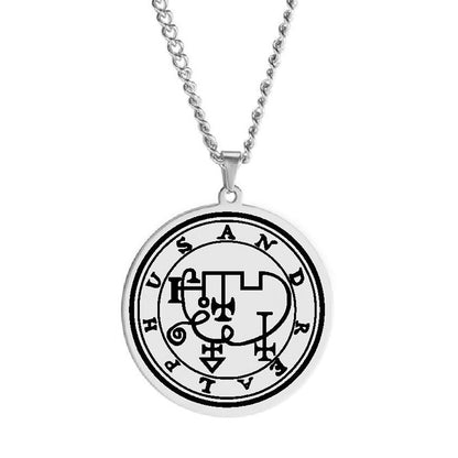 Silver Pendant Necklace With Seals Of The 72 Spirits In The Lesser Key of Solomon (Sigils 61-72) | Apollo Tarot Jewelry Shop