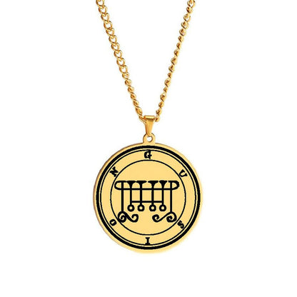 Gold Necklace Of Demon Sigil From The Lesser Key Of Solomon | Goetia Magick Pendants (Sigils 1-12 | Apollo Tarot  Jewelry Shop