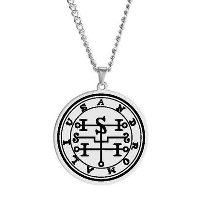 Silver Pendant Necklace With Seals Of The 72 Spirits In The Lesser Key of Solomon (Sigils 61-72) | Apollo Tarot Jewelry Shop