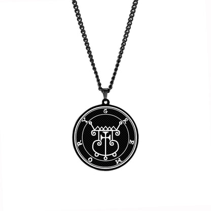 Black Necklace Of Demon Sigil From The Lesser Key Of Solomon | Goetia Magick Goth Pendant | Lemegeton Witchcraft Jewelry For Witchy Men | Apollo Tarot Jewelry Shop