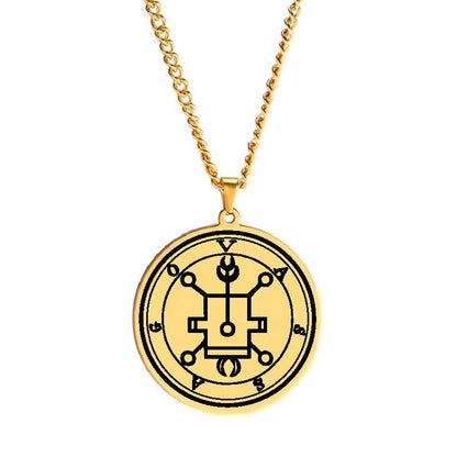 Gold Necklace Of Demon Sigil From The Lesser Key Of Solomon | Goetia Magick Pendants (Sigils 1-12 | Apollo Tarot  Jewelry Shop