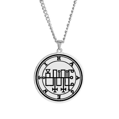 Silver Pendant Necklace With Seals Of The 72 Spirits In The Lesser Key of Solomon (Sigils 37-48)