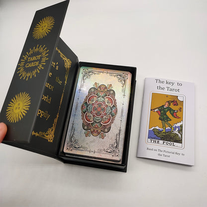 Silver Foil Tarot Deck | Classical Black & White Gold Foil Waterproof Tarot Cards With Magnetic Box As Special Gift | Apollo Tarot Shop